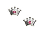 FJC Finejewelers 925 Sterling Silver Small Crown Earrings with a Pink CZ