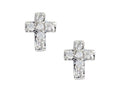 FJC Finejewelers 925 Sterling Silver Small Cross Earrings with White CZ's
