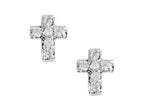 FJC Finejewelers 925 Sterling Silver Small Cross Earrings with White CZ's