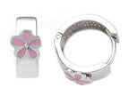 FJC Finejewelers 925 Sterling Silver Small Hoop Earrings with Pink Flower