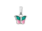 FJC Finejewelers 925 Sterling Silver Small Pink and Green Butterfly Pendant Necklace on 14 Inch Chain