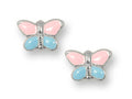 FJC Finejewelers 925 Sterling Silver Small Pink and Blue Butterfly Earrings