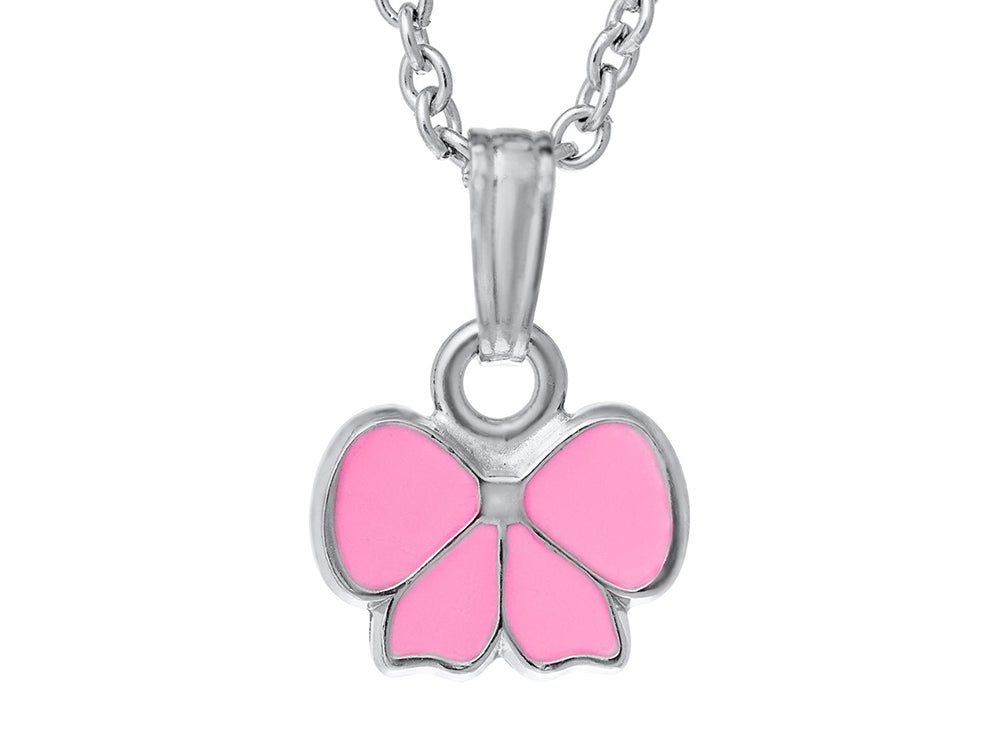 FJC Finejewelers 925 Sterling Silver Small Pink Ribbon Pendant Necklace on 14 Inch Chain
