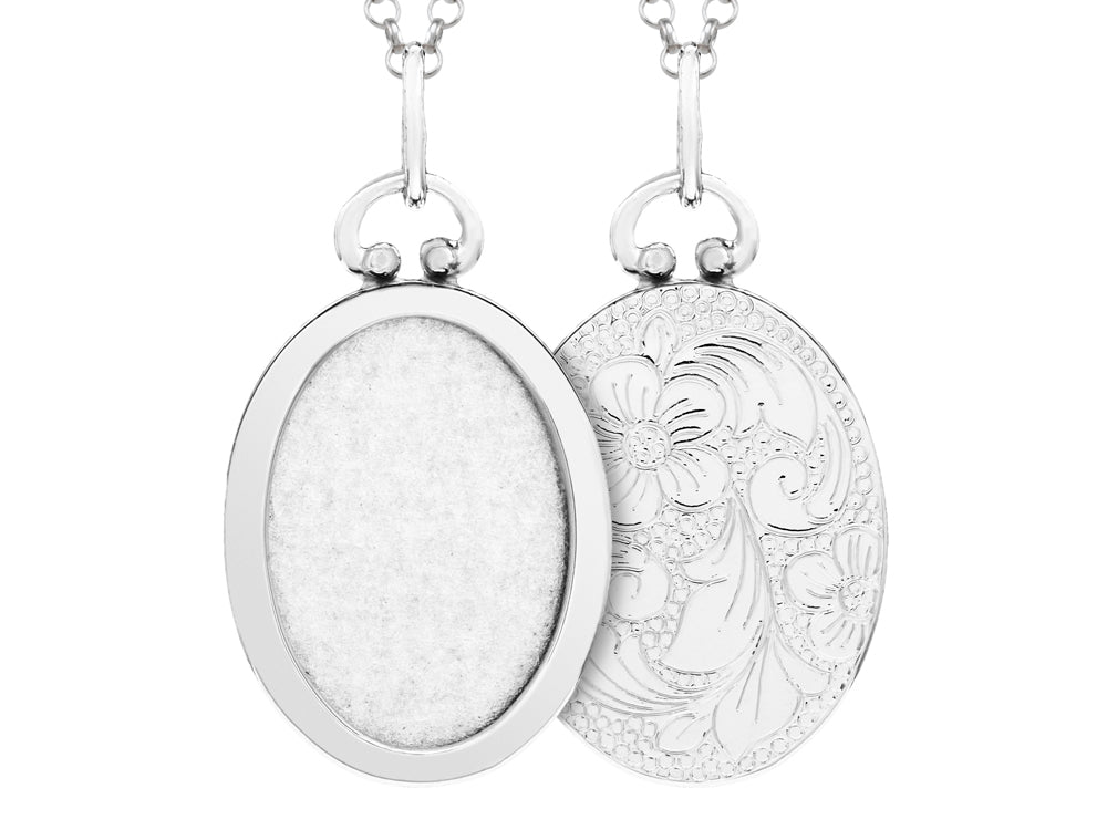 FJC Finejewelers Sterling Silver Oval Picture Charm Pendant Necklace