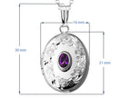 FJC Finejewelers Sterling Silver Oval Locket Pendant Necklace with Genuine Amethyst February Birthstone