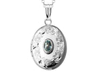 FJC Finejewelers Sterling Silver Oval Locket Pendant Necklace with Genuine Aquamarine March Birthstone