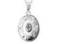 FJC Finejewelers Sterling Silver Oval Locket Pendant Necklace with Genuine White Topaz April Birthstone