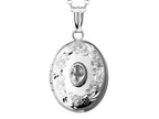 FJC Finejewelers Sterling Silver Oval Locket Pendant Necklace with Genuine White Topaz April Birthstone