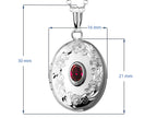 FJC Finejewelers Sterling Silver Oval Locket Pendant Necklace with Created Ruby July Birthstone