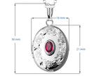 FJC Finejewelers Sterling Silver Oval Locket Pendant Necklace with Genuine Ruby July Birthstone