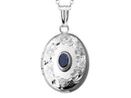 FJC Finejewelers Sterling Silver Oval Locket Pendant Necklace with Genuine Sapphire September Birthstone