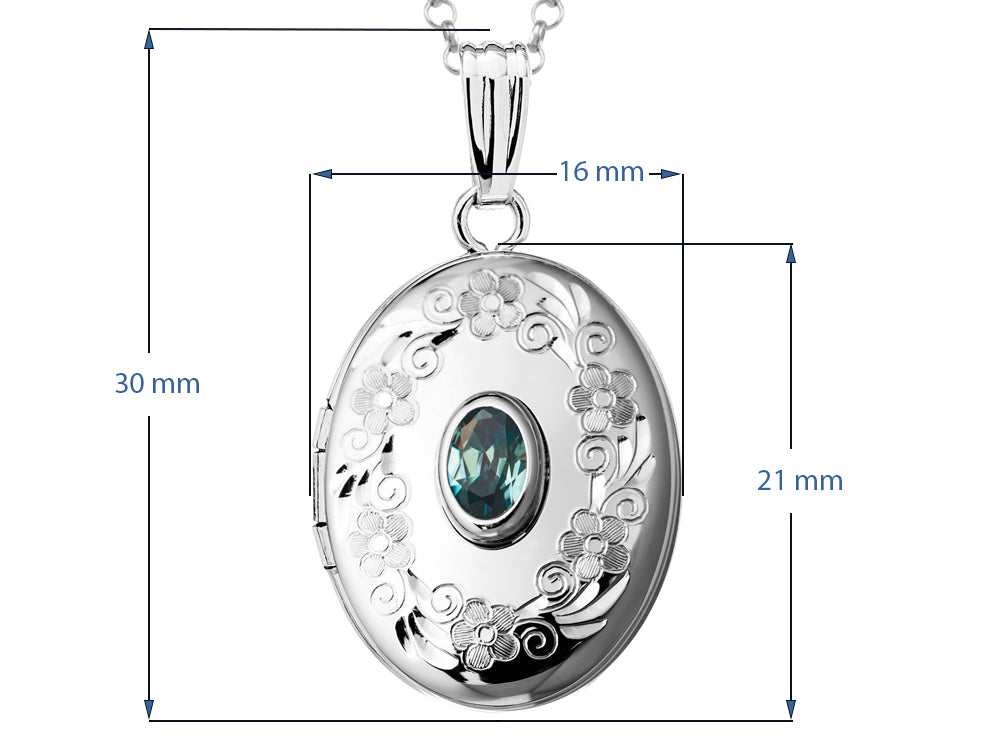 FJC Finejewelers Sterling Silver Oval Locket Pendant Necklace with Genuine Blue Topaz December Birthstone