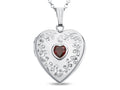 FJC Finejewelers Sterling Silver Heart Locket Pendant Necklace with Genuine Garnet January Birthstone