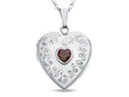 FJC Finejewelers Sterling Silver Heart Locket Pendant Necklace with Genuine Garnet January Birthstone