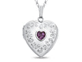 FJC Finejewelers Sterling Silver Heart Locket Pendant Necklace with Genuine Amethyst February Birthstone