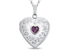 FJC Finejewelers Sterling Silver Heart Locket Pendant Necklace with Genuine Amethyst February Birthstone