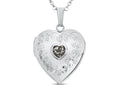 FJC Finejewelers Sterling Silver Heart Locket Pendant Necklace with Genuine White Topaz April Birthstone