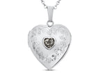 FJC Finejewelers Sterling Silver Heart Locket Pendant Necklace with Genuine White Topaz April Birthstone