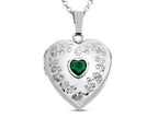 FJC Finejewelers Sterling Silver Heart Locket Pendant Necklace with Genuine Emerald May Birthstone
