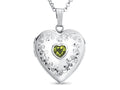 FJC Finejewelers Sterling Silver Heart Locket Pendant Necklace with Genuine Peridot August Birthstone