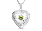 FJC Finejewelers Sterling Silver Heart Locket Pendant Necklace with Genuine Peridot August Birthstone