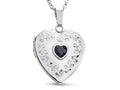 FJC Finejewelers Sterling Silver Heart Locket Pendant Necklace with Genuine Sapphire September Birthstone