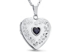 FJC Finejewelers Sterling Silver Heart Locket Pendant Necklace with Genuine Sapphire September Birthstone