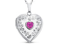 FJC Finejewelers Sterling Silver Heart Locket Pendant Necklace Genuine Pink Tourmaline October Birthstone