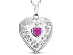 FJC Finejewelers Sterling Silver Heart Locket Pendant Necklace Genuine Pink Tourmaline October Birthstone