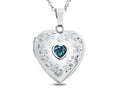 FJC Finejewelers Sterling Silver Heart Locket Pendant Necklace Genuine Swiss Blue Topaz December Birthstone