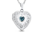 FJC Finejewelers Sterling Silver Heart Locket Pendant Necklace Genuine Swiss Blue Topaz December Birthstone