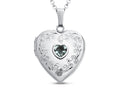 FJC Finejewelers Sterling Silver Heart Locket Pendant Necklace with Genuine Aquamarine March Birthstone