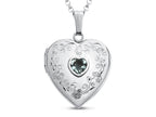 FJC Finejewelers Sterling Silver Heart Locket Pendant Necklace with Genuine Aquamarine March Birthstone