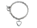 FJC Finejewelers Sterling Silver Heart Charm Locket Toggle Bracelet