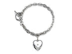 FJC Finejewelers Sterling Silver Heart Charm Locket Toggle Bracelet