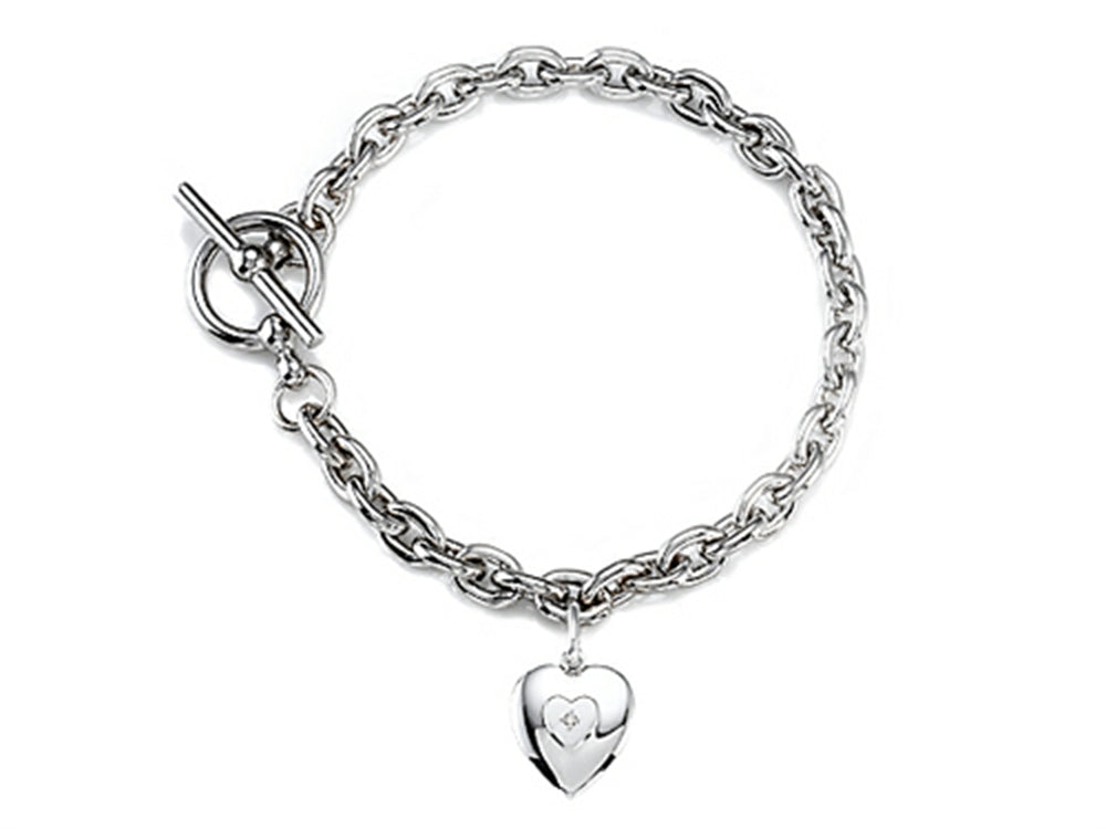 FJC Finejewelers Sterling Silver Heart Charm Toggle Bracelet