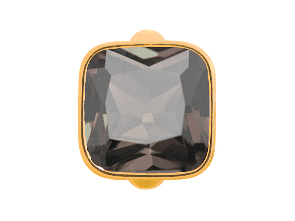 Endless Jewelry Big Smokey Cube Smokey Crystal Gold-Tone Finish