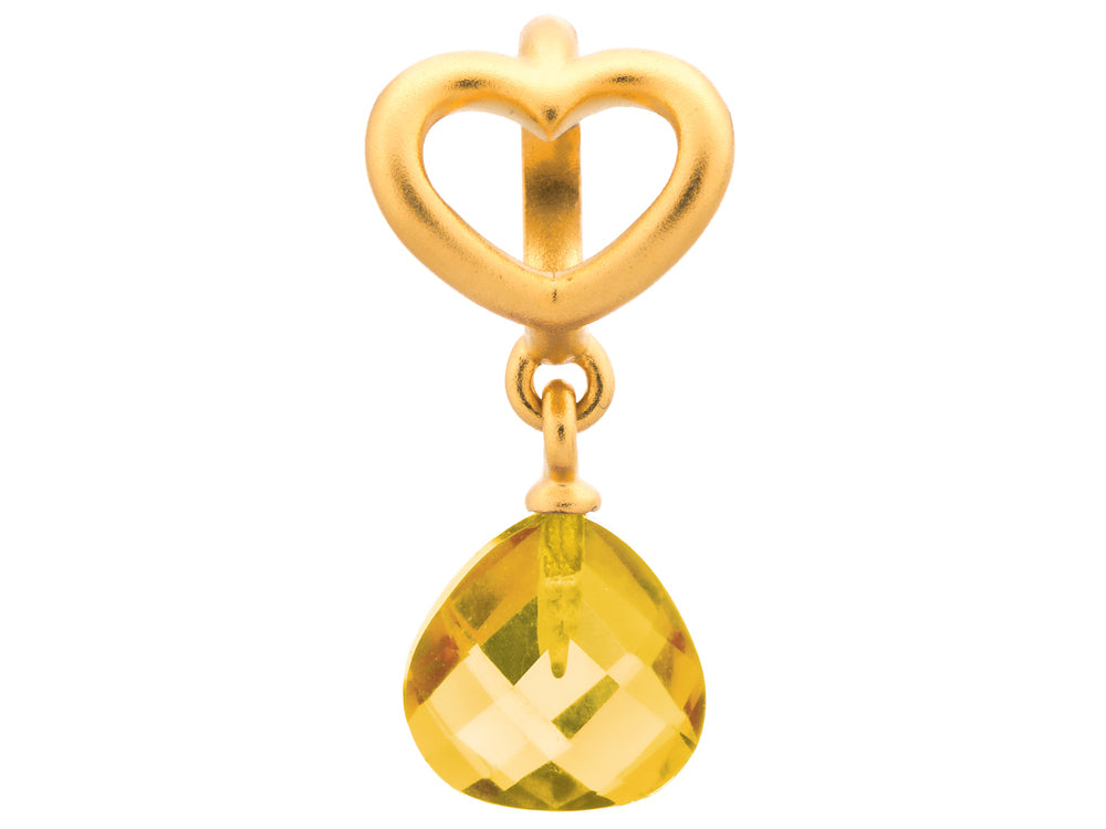 Endless Jewelry Citrine Heart Grip Drop Citrine Crystal Gold-Tone Finish