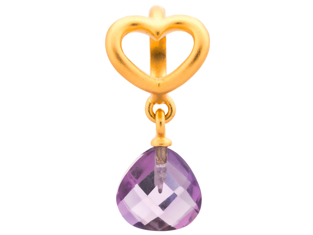 Endless Jewelry Amethyst Heart Grip Drop Amethyst Crystal Gold-Tone Finish