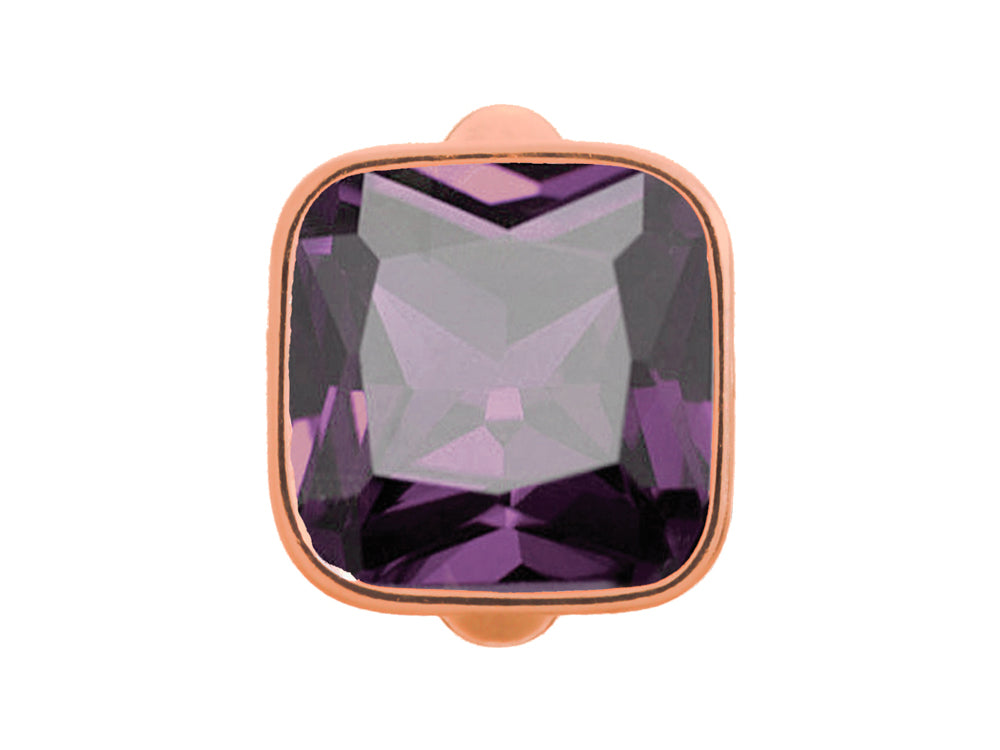 Endless Jewelry Big Amethyst Cube Amethyst Crystal Rose Gold-Tone Finish