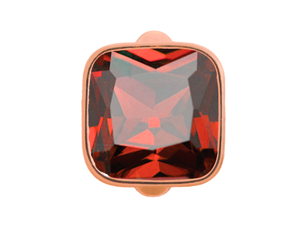 Endless Jewelry Big Garnet Cube Garnet Crystal Rose Gold-Tone Finish