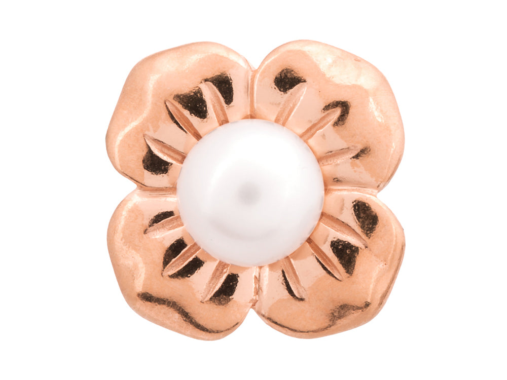 Endless Jewelry Big White Pearl Flower White Pearl Rose Gold-Tone Finish