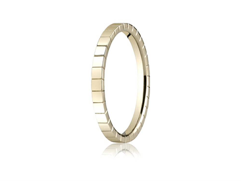 Benchmark® 2mm High Polished Carved Design Wedding Band Ring
