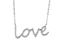 Finejewelers 925 Sterling Silver Cubic Zirconia Love Pendant Necklace on 18 Inch Chain