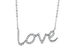 Finejewelers 925 Sterling Silver Cubic Zirconia Love Pendant Necklace on 18 Inch Chain