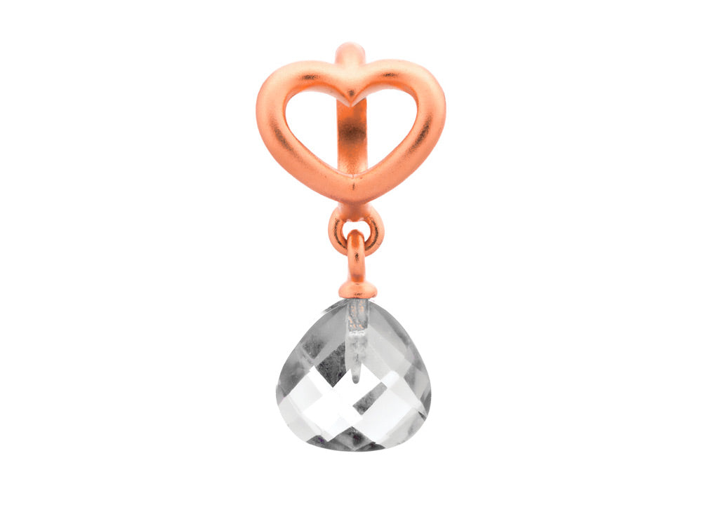 Endless Jewelry Clear Heart Grip Drop Clear Crystal Rose Gold-Tone Finish