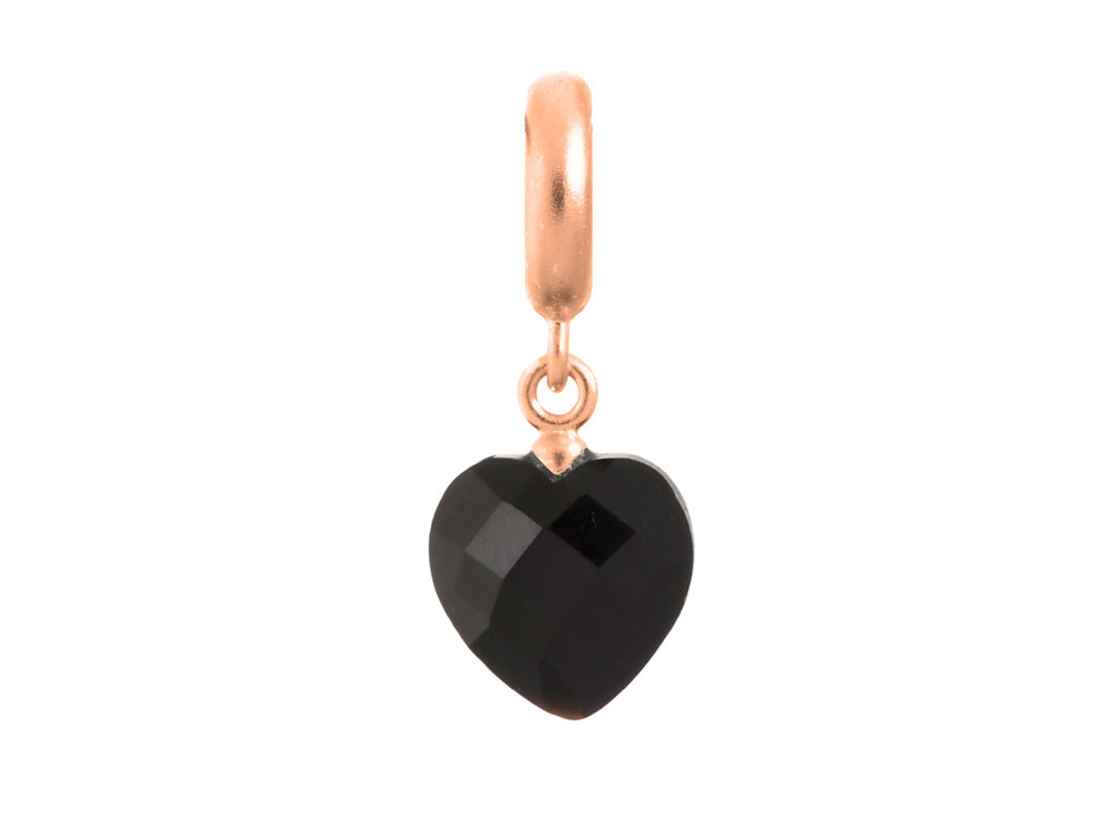 Endless Jewelry Black Heart Cut Drop Black Crystal Rose Gold-Tone Finish