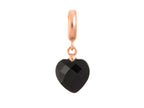 Endless Jewelry Black Heart Cut Drop Black Crystal Rose Gold-Tone Finish