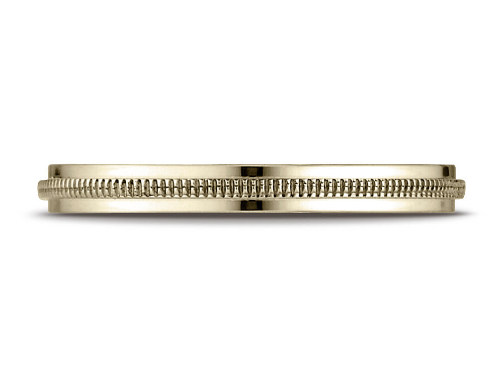 Benchmark® 14k Gold 2mm High Polished Milgrain Center Design Wedding Band Ring