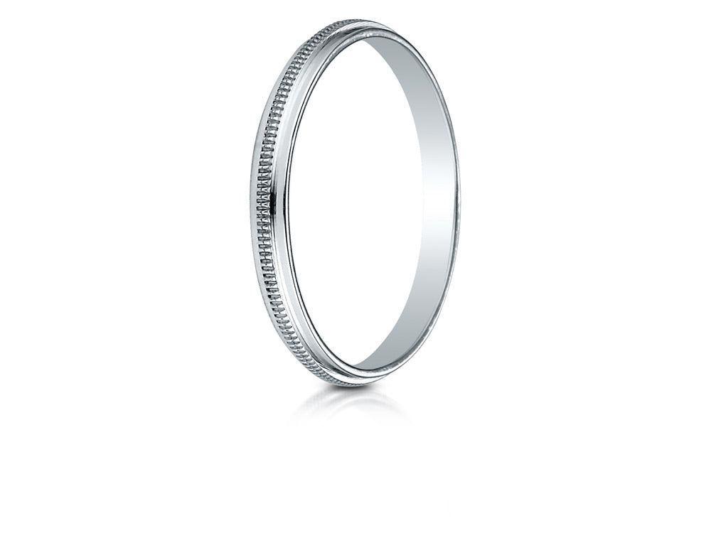 Benchmark® 14k Gold 2mm High Polished Milgrain Center Design Wedding Band Ring